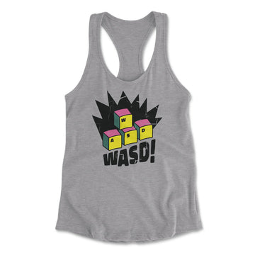 WASD Keyboard For Gamers Womens Racerback Tank in Heather Grey color